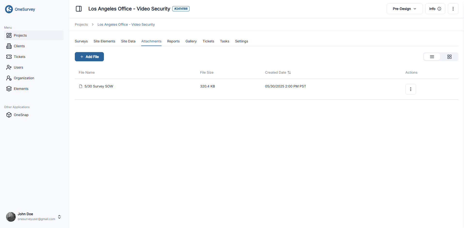 Attachments tab in list view