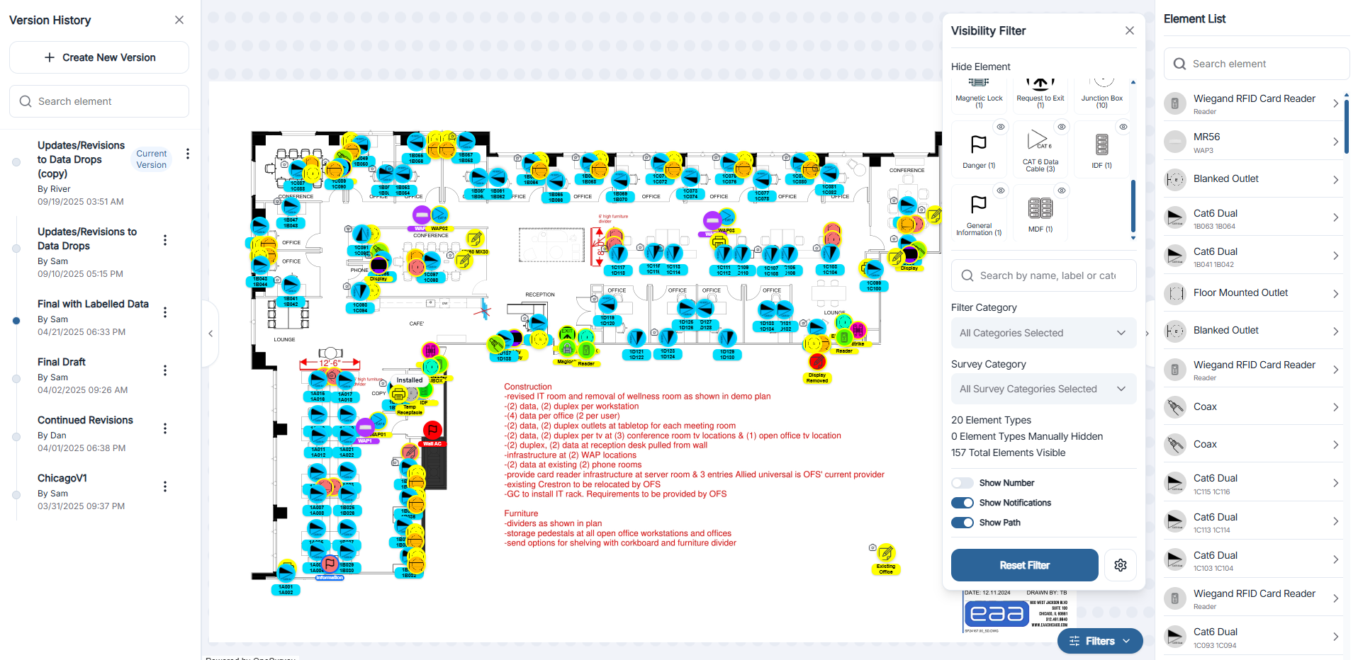 Survey canvas workspace
