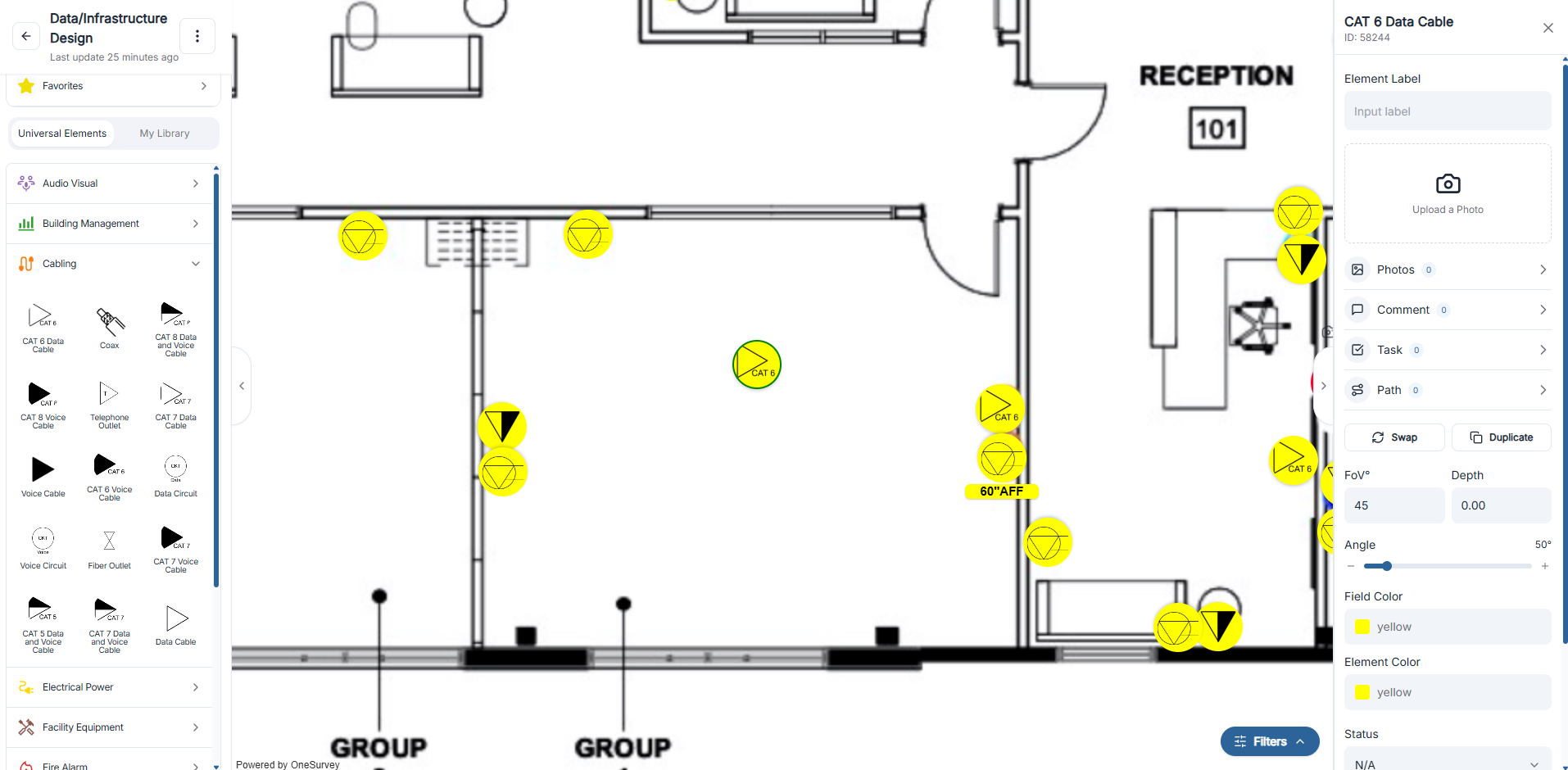 Drag and drop element placement on canvas