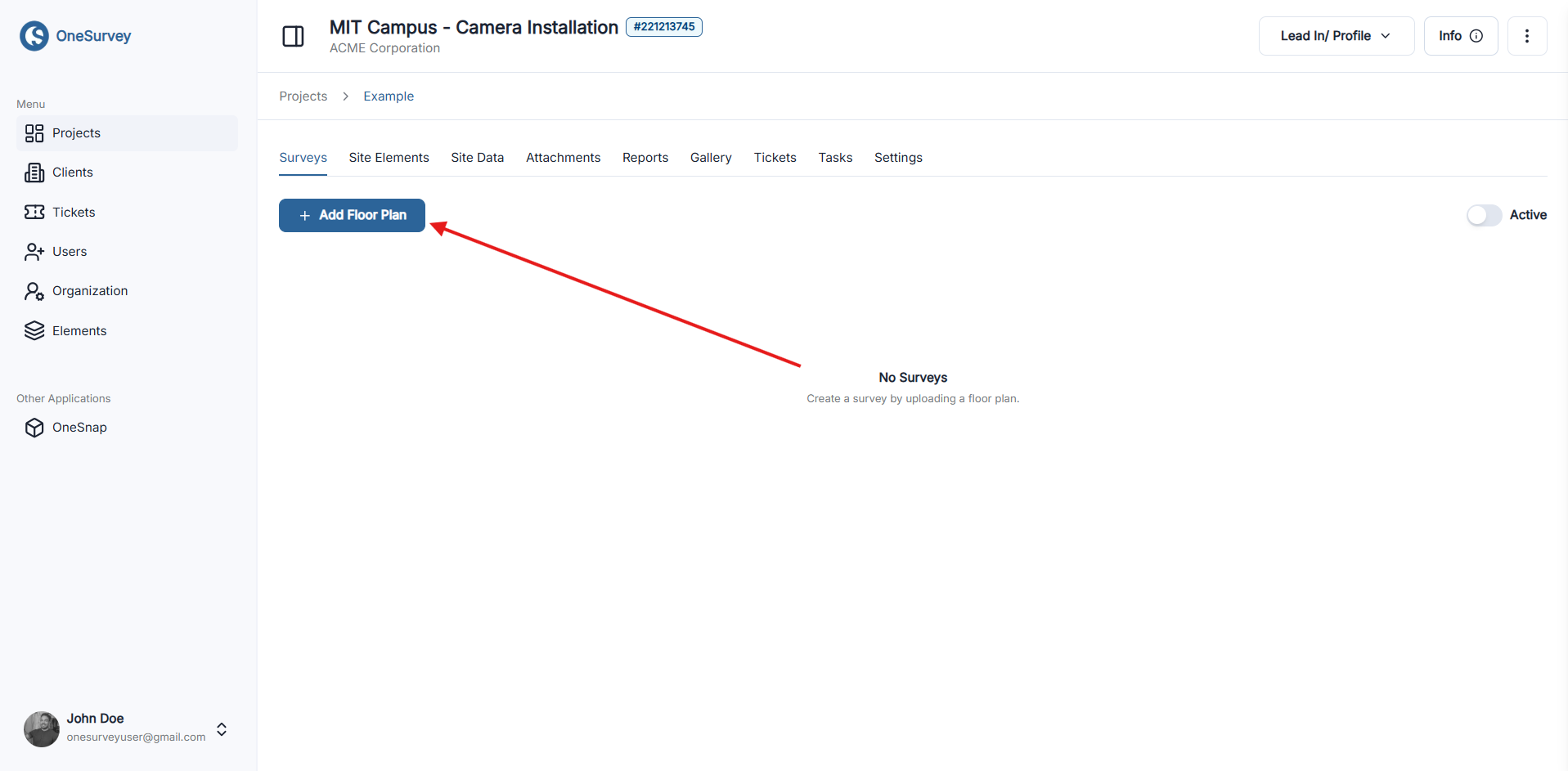 Upload Floor Plan action button