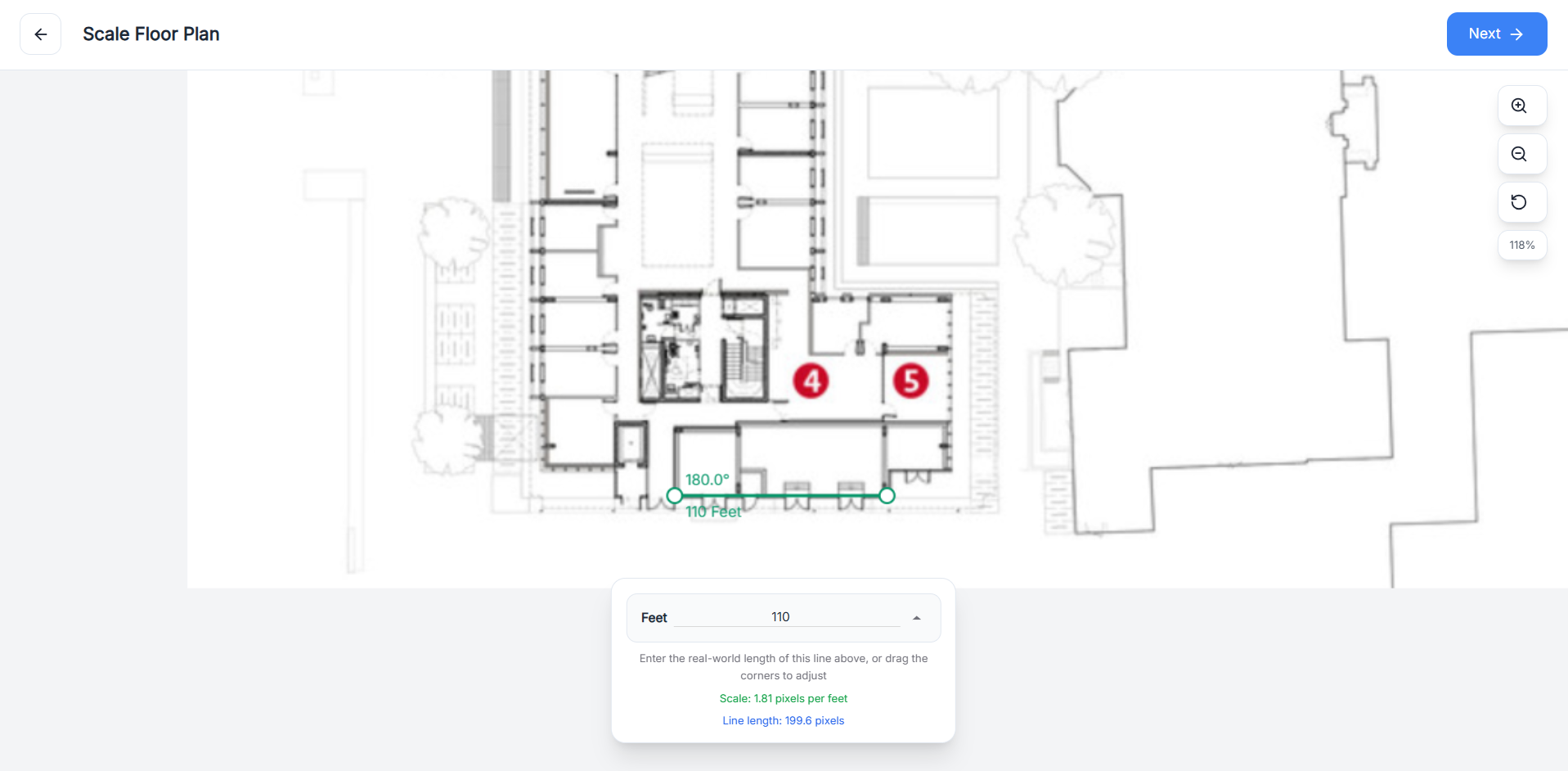 Floor plan scale controls