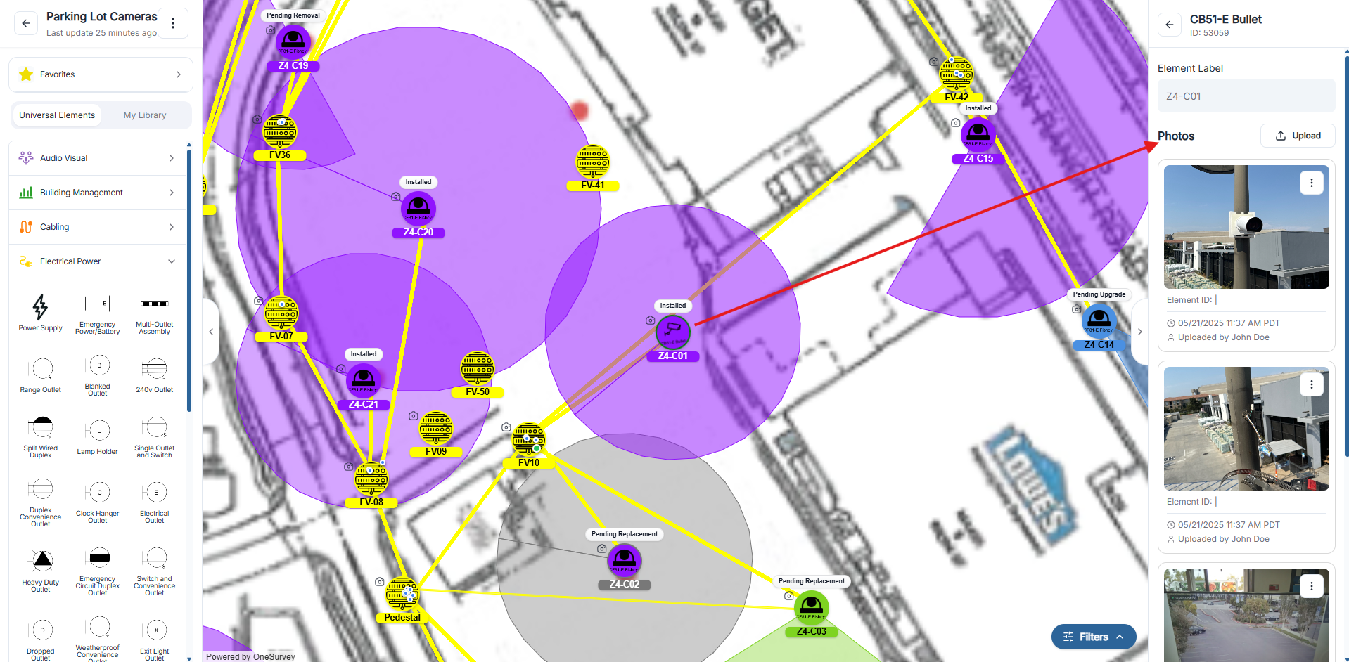 Survey photo menu options